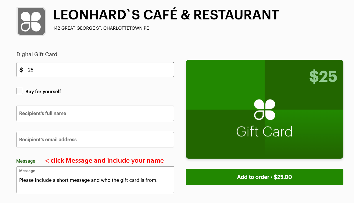 Leonhard's Gift Cards graphic